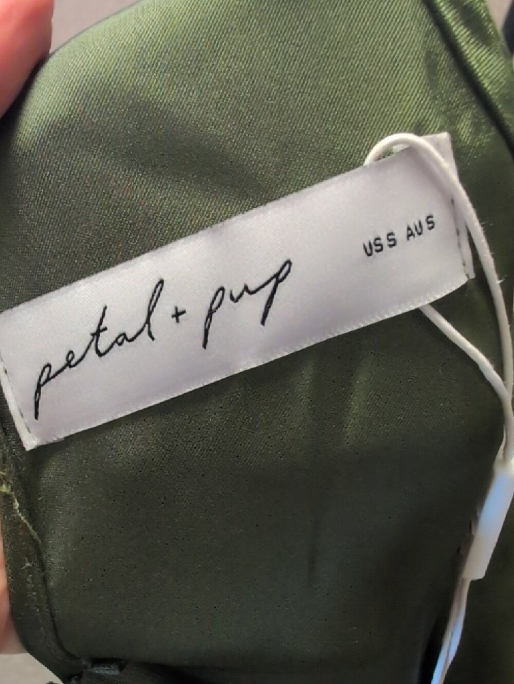 Petal & Pup Olive Green One-Shoulder Satin Maxi Dress - Picture 9 of 9